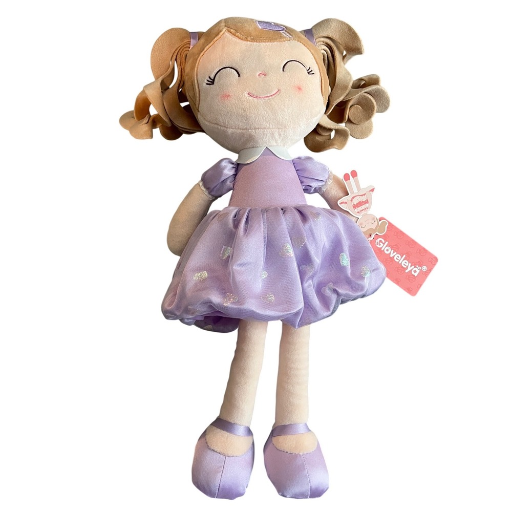 Gloveleya Baby Doll Gifts Plush Curly‎ Girl Toys with Love Purple Light Skin - Picture 2 of 16